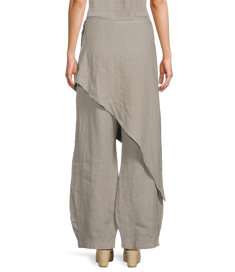 Bryn Walker Sofia Light Linen Straight Leg Asymmetrical Wrap Pants