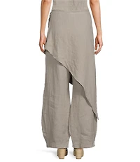 Bryn Walker Sofia Light Linen Straight Leg Asymmetrical Wrap Pants