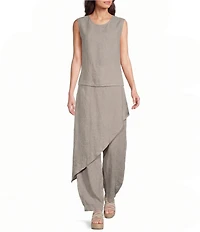 Bryn Walker Sofia Light Linen Straight Leg Asymmetrical Wrap Pants