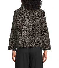 Bryn Walker Stowe Isle Of Skye Wool Blend Knit Mock Neck Long Sleeve Sweater