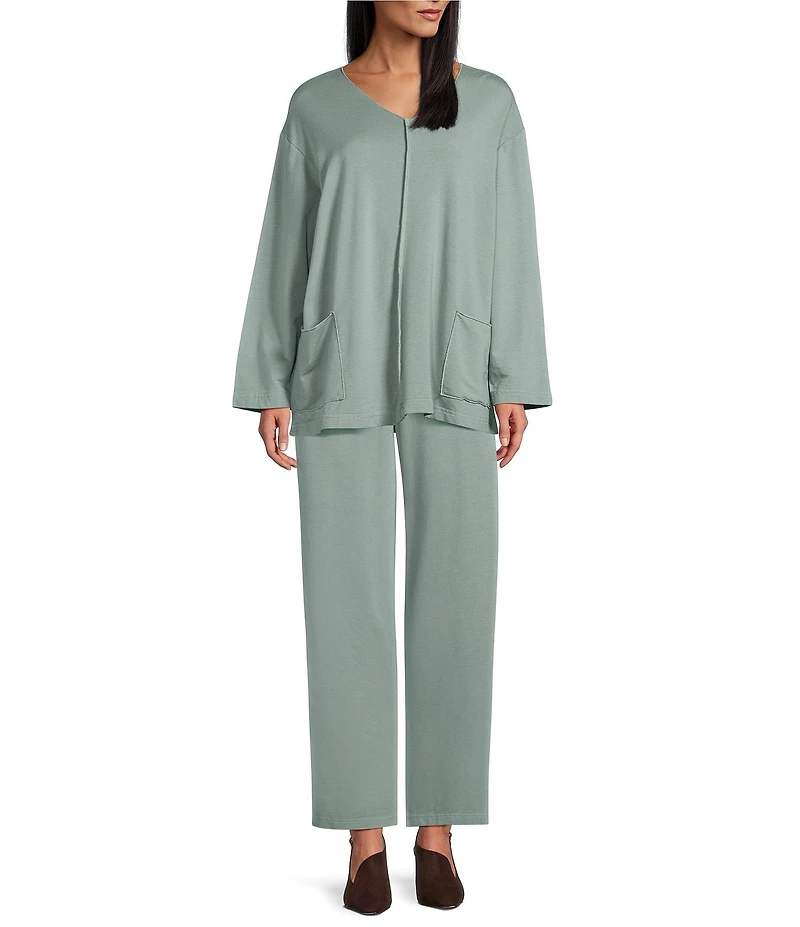 Bryn Walker Sunday Bamboo Blend French Terry V-Neck Long Sleeve Patch Pocket Shirt