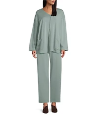 Bryn Walker Sunday Bamboo Blend French Terry V-Neck Long Sleeve Patch Pocket Shirt