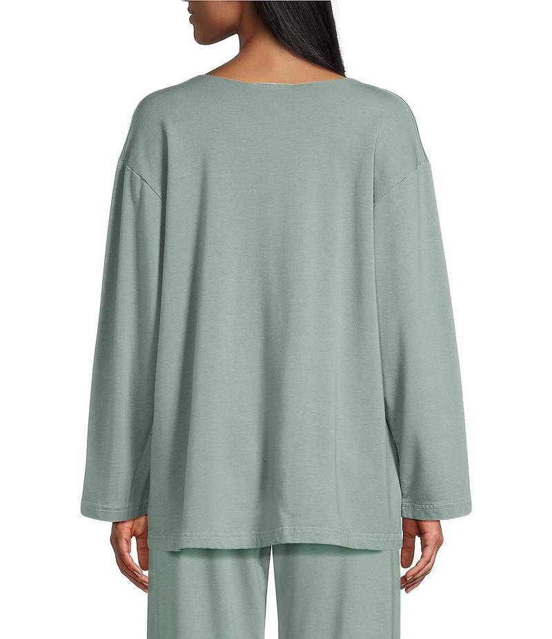 Bryn Walker Sunday Bamboo Blend French Terry V-Neck Long Sleeve Patch Pocket Shirt