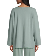 Bryn Walker Sunday Bamboo Blend French Terry V-Neck Long Sleeve Patch Pocket Shirt