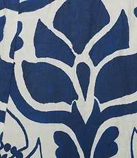 Bryn Walker Tulum Azul Cielo Printed Elastic Waist Side Slit Straight Leg Crop Pants