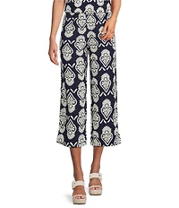 Bryn Walker Tulum Print Elastic Waist Straight Crop Pants