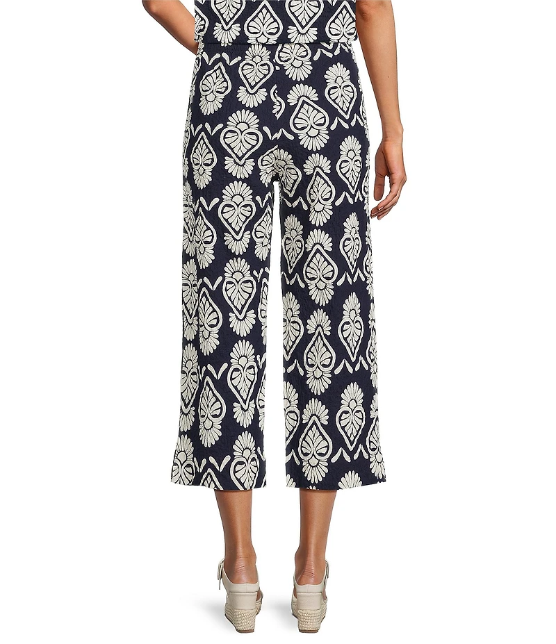 Bryn Walker Tulum Print Elastic Waist Straight Crop Pants