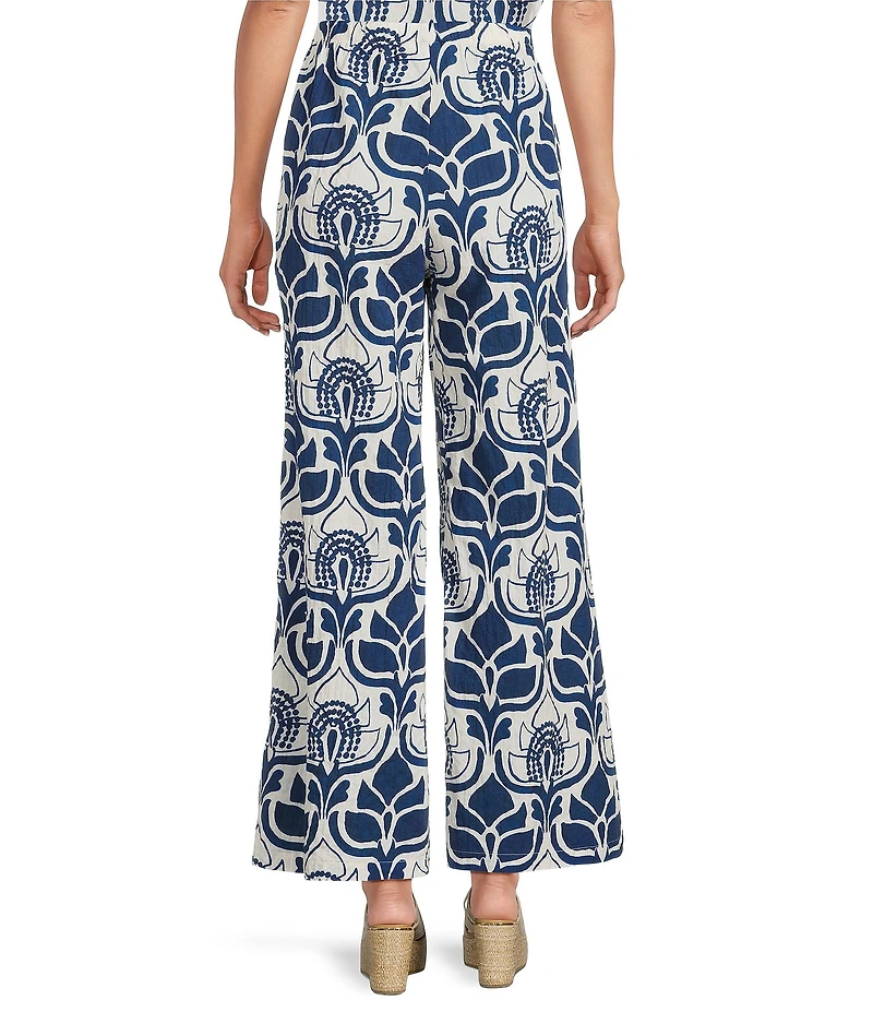 Bryn Walker Tulum Print Flat Front Elastic Waist Wide Leg Pants