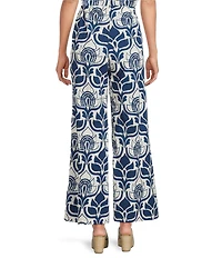 Bryn Walker Tulum Print Flat Front Elastic Waist Wide Leg Pants