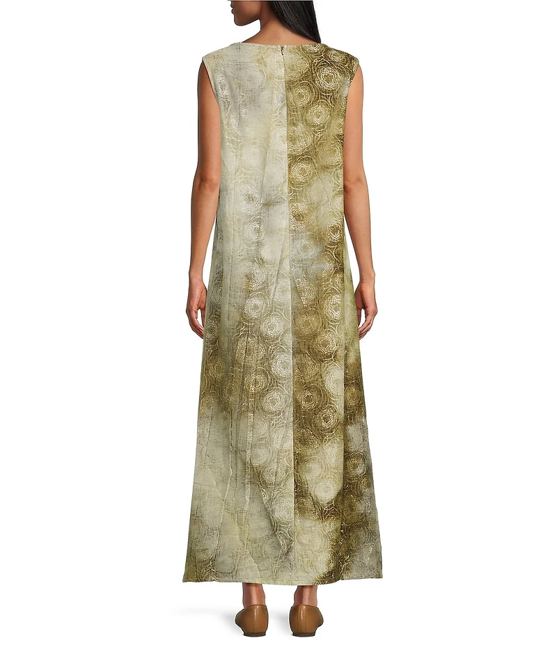 Bryn Walker Twiggy Velvet Chenille Crew Neck Sleeveless A-Line Maxi Dress