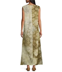 Bryn Walker Twiggy Velvet Chenille Crew Neck Sleeveless A-Line Maxi Dress