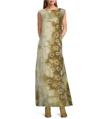 Bryn Walker Twiggy Velvet Chenille Crew Neck Sleeveless A-Line Maxi Dress
