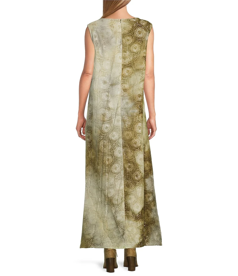 Bryn Walker Twiggy Velvet Chenille Crew Neck Sleeveless A-Line Maxi Dress