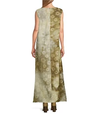 Bryn Walker Twiggy Velvet Chenille Crew Neck Sleeveless A-Line Maxi Dress