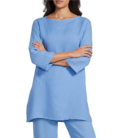 Bryn Walker Twyla Light Linen Round Neck 3/4 Sleeve Tunic