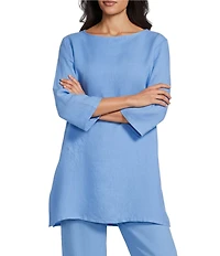 Bryn Walker Twyla Light Linen Round Neck 3/4 Sleeve Tunic