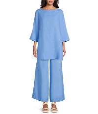 Bryn Walker Twyla Light Linen Round Neck 3/4 Sleeve Tunic
