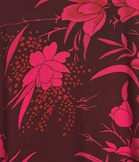 Bryn Walker Vanya Coordinating Fiori Printed Viscose Jersey Knit Boat Neck 3/4 Sleeve Adjustable Tie Side Tunic