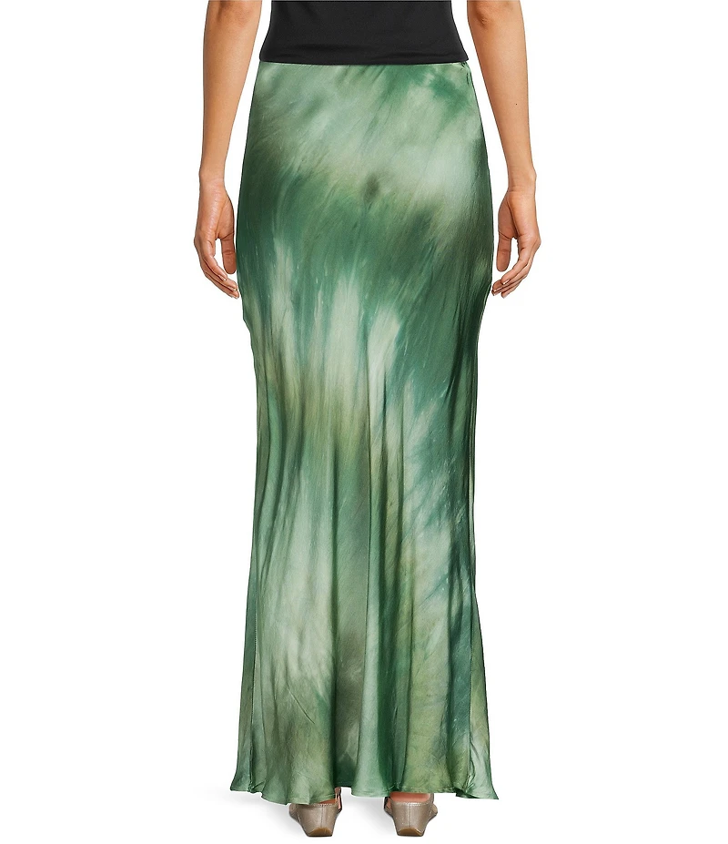 Bryn Walker Verde Printed Satin A-Line Bias Maxi Skirt