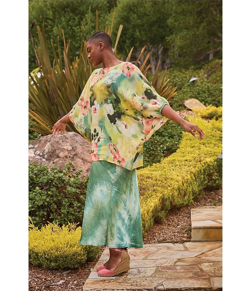 Bryn Walker Verde Printed Satin A-Line Bias Maxi Skirt