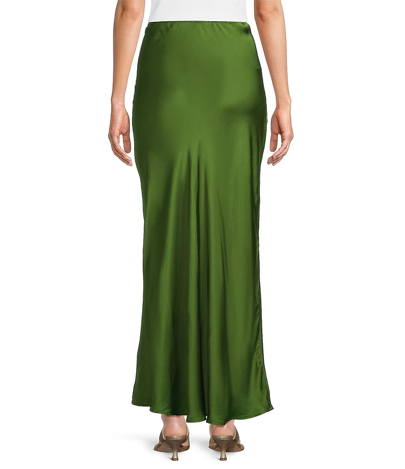 Bryn Walker Viscose Satin Elastic Waist A-Line Bias Skirt