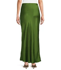 Bryn Walker Viscose Satin Elastic Waist A-Line Bias Skirt