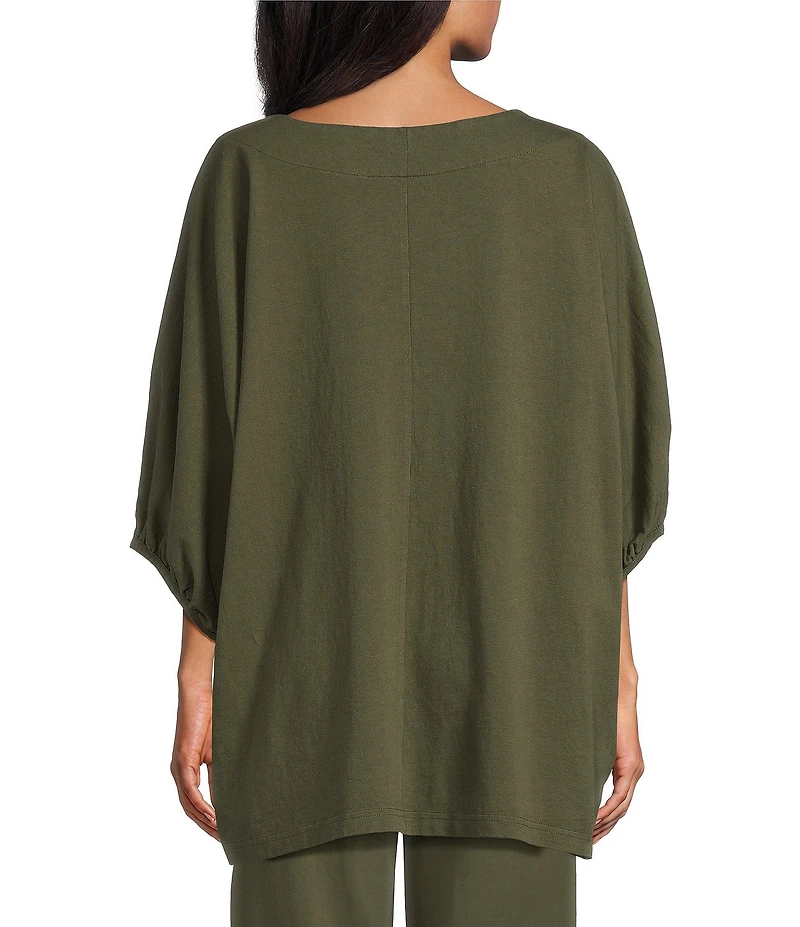 Bryn Walker Wilder Cotton Jersey Knit Round Neck Elbow Sleeve Oversized Tunic