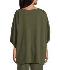 Bryn Walker Wilder Cotton Jersey Knit Round Neck Elbow Sleeve Oversized Tunic