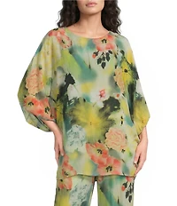 Bryn Walker Wilder Giardino Print Boat Neck Elbow Dolman Sleeve Tunic