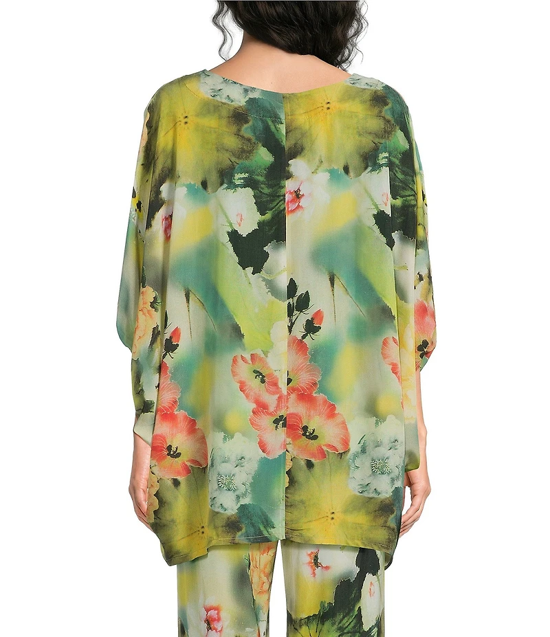 Bryn Walker Wilder Giardino Print Boat Neck Elbow Dolman Sleeve Tunic