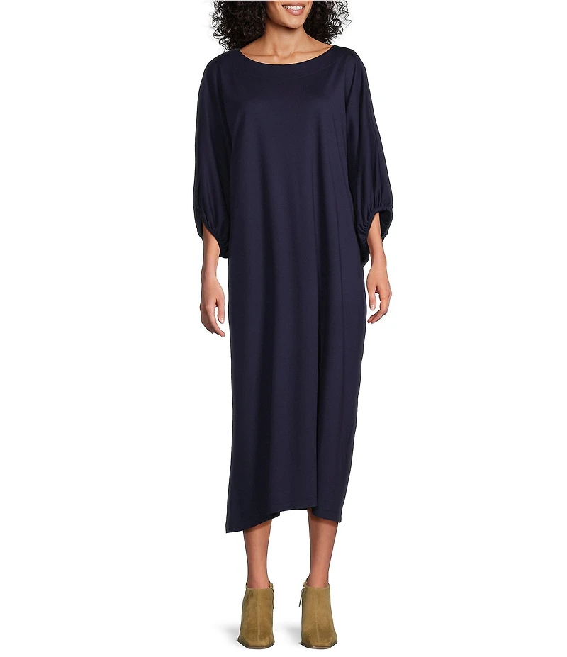 Bryn Walker Wilder Modal Ponti Boat Neck Dolman Elbow Sleeve Oversized Maxi Dress