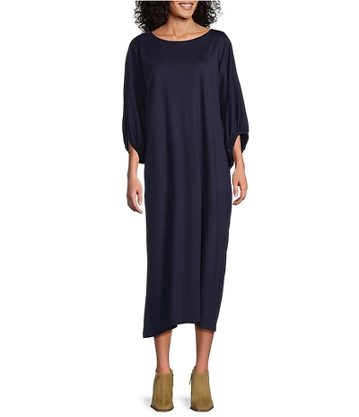 Bryn Walker Wilder Modal Ponti Boat Neck Dolman Elbow Sleeve Oversized Maxi Dress