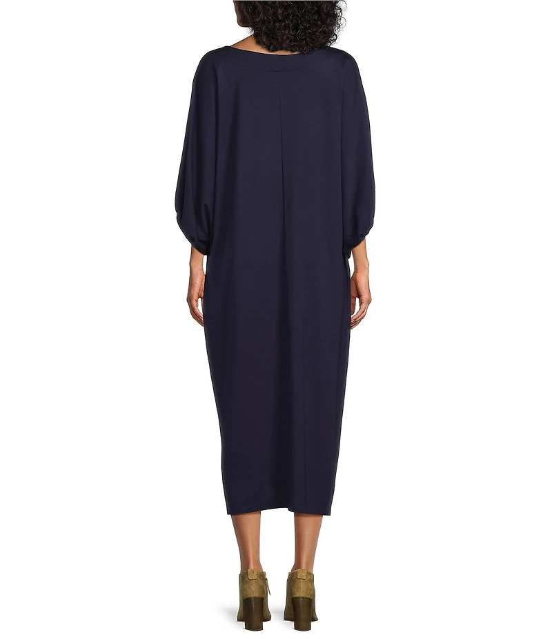 Bryn Walker Wilder Modal Ponti Boat Neck Dolman Elbow Sleeve Oversized Maxi Dress