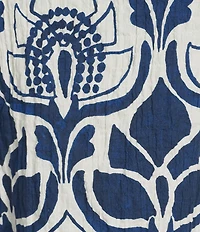 Bryn Walker Wilder Tulum Azul Cielo Print Round Neck Elbow Sleeve Tunic