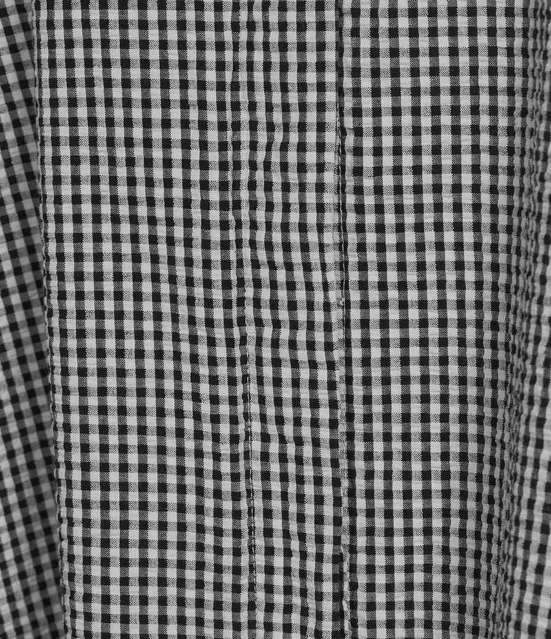 Bryn Walker Willa Check Seersucker Mandarin Collar Cap Sleeve Tunic