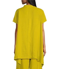 Bryn Walker Willa Light Linen Mandarin Collar Cap Sleeve Tunic