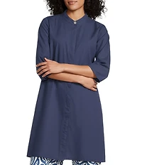 Bryn Walker Winona Organic Cotton Poplin Mandarin Collar Elbow Sleeve Tunic