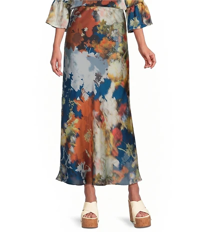 Bryn Walker Woven Fiori Print A-Line Bias Pull-On Coordinating Skirt