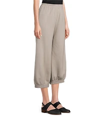 Bryn Walker Wyatt Organic Cotton Bamboo Fleece Elastic Waist Full Leg Banded Cuff Pants