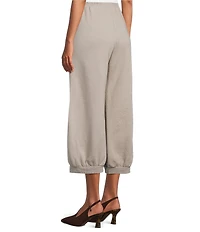 Bryn Walker Wyatt Organic Cotton Bamboo Fleece Elastic Waist Full Leg Banded Cuff Pants