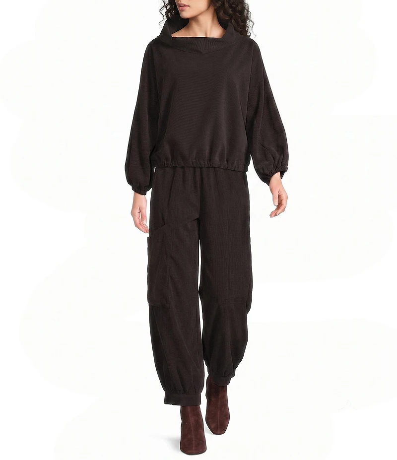 Bryn Walker Wylie Cotton Corduroy Elastic Waist Relaxed Pull-On Crop Pant