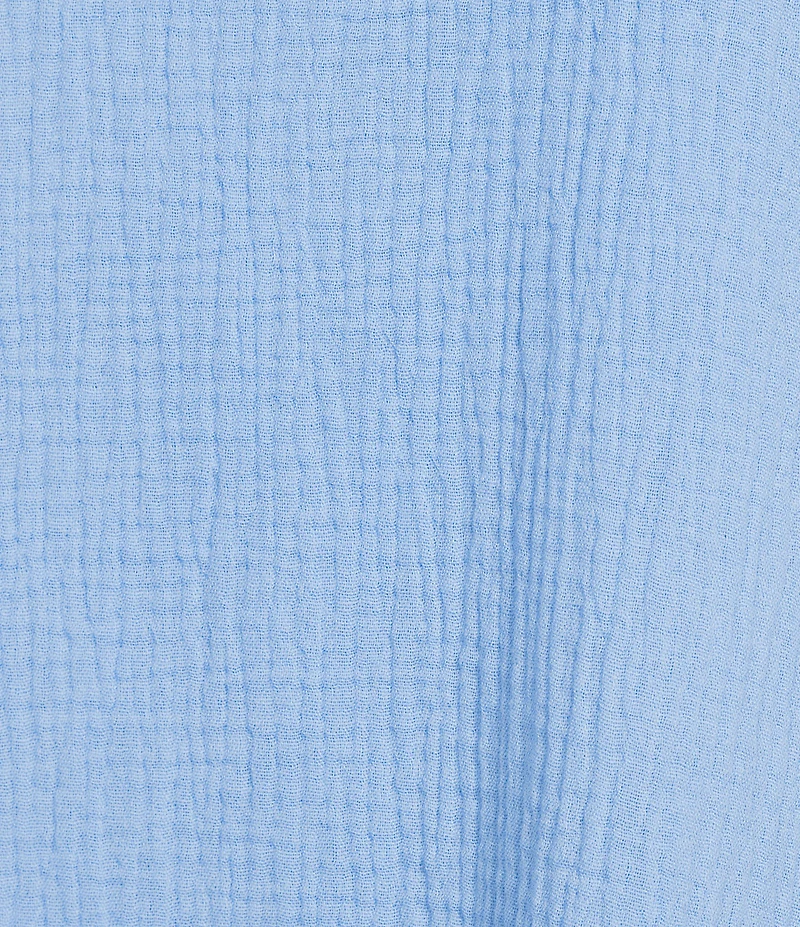 Bryn Walker Zaida Cotton Gauze Round Neck 3/4 Sleeve High-Low Tunic Dress