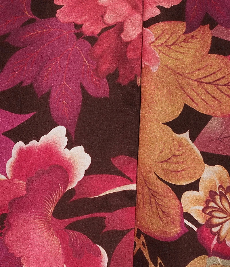 Bryn Walker Zaida Rosa Print Silk Round Neck 3/4 Sleeve High-Low Dress