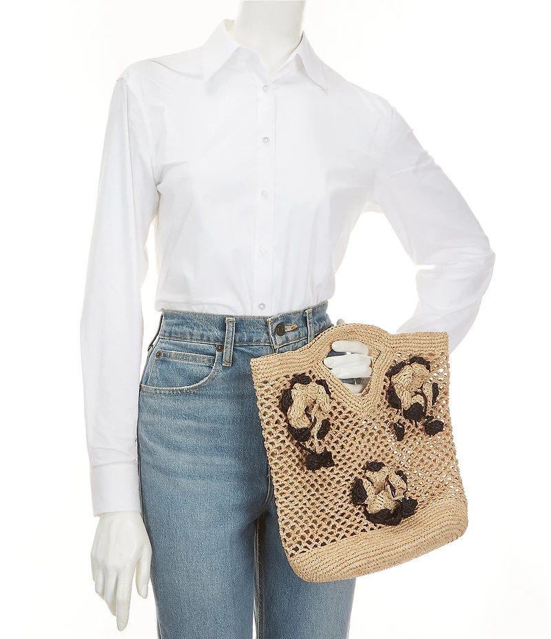 Btb Los Angeles Blaine 3D Floral Woven Handle Tote Bag