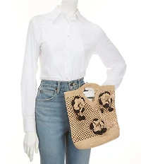 Btb Los Angeles Blaine 3D Floral Woven Handle Tote Bag