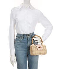 Btb Los Angeles Brandi Straw Bamboo Handle Clutch