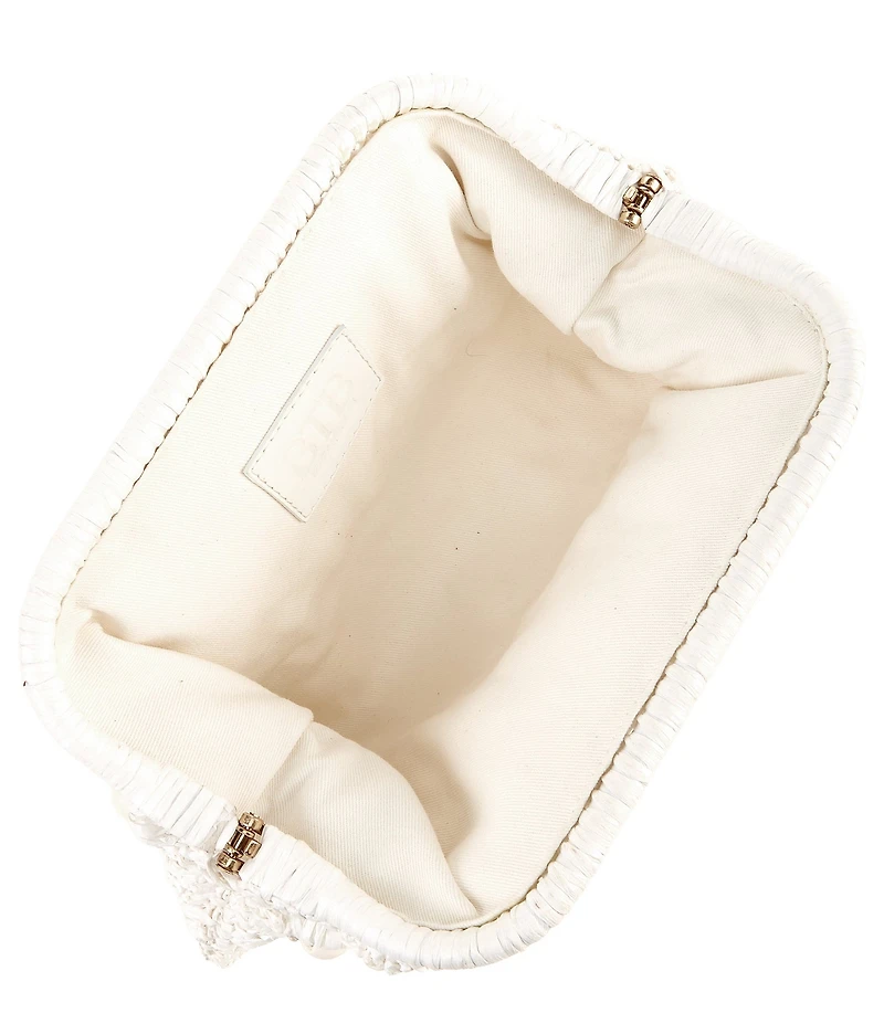 Btb Los Angeles Chase Raffia Wood Beaded Clutch