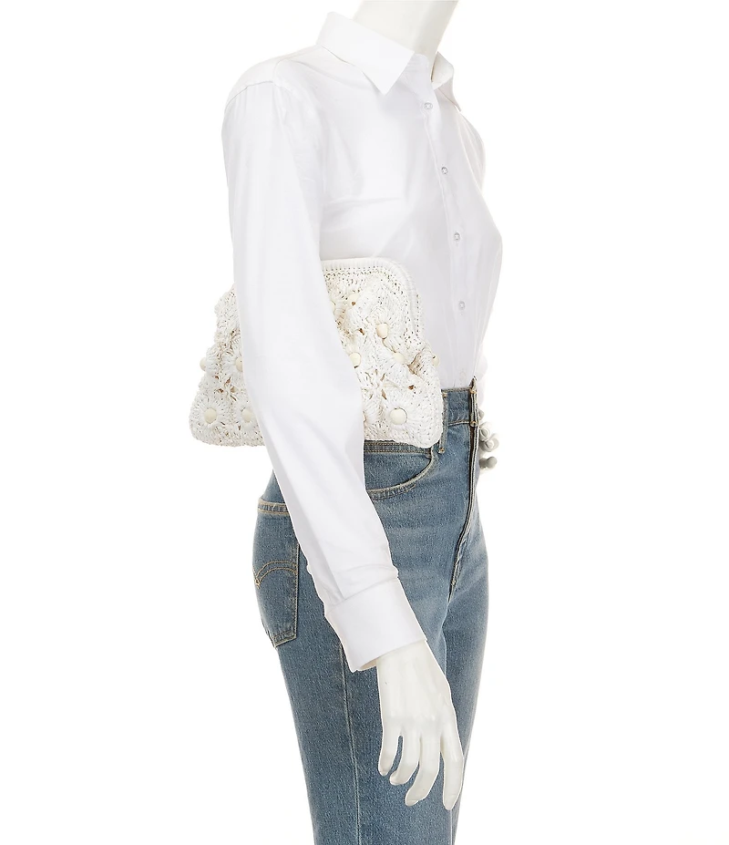 Btb Los Angeles Chase Raffia Wood Beaded Clutch