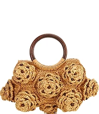 Btb Los Angeles Ember Raffia Floral Top Handle Bag