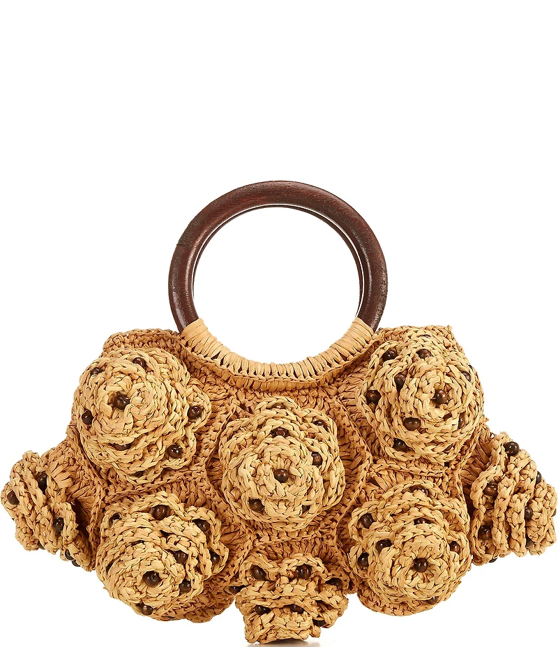 Btb Los Angeles Ember Raffia Floral Top Handle Bag